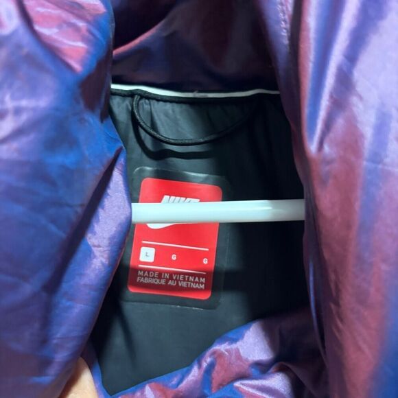 Nike Down Fill Iridescent Hooded Full Zip Puffer Jacket Large Purple Lined - Picture 13 of 15